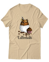 T-Shirt  Γυναικείο - Coffeeholic - Color Thumbnail Μπέζ
