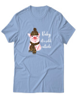 T-Shirt  Γυναικείο - Cold Outside - Color Thumbnail Γαλάζιο