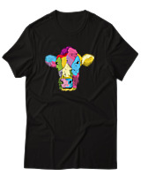 T-Shirt Αντρικό - Colorful Cow - Color Thumbnail Μαύρο