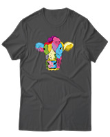 T-Shirt Αντρικό - Colorful Cow - Color Thumbnail Ανθρακί