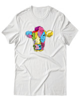 T-Shirt Αντρικό - Colorful Cow - Color Thumbnail Άσπρο