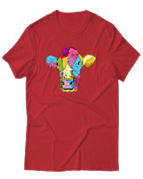 T-Shirt Αντρικό - Colorful Cow - Color Thumbnail Κόκκινο