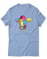 T-Shirt Αντρικό - Colorful Cow - Color Thumbnail Γαλάζιο