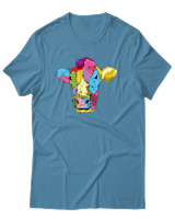 T-Shirt Αντρικό - Colorful Cow - Color Thumbnail Τιρκουάζ