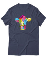 T-Shirt Αντρικό - Colorful Cow - Color Thumbnail Μπλε Γκρι
