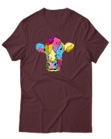 T-Shirt Αντρικό - Colorful Cow - Color Thumbnail Μπορντό