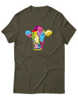 T-Shirt Αντρικό - Colorful Cow - Color Thumbnail Χακί