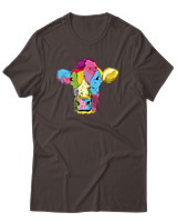 T-Shirt Αντρικό - Colorful Cow - Color Thumbnail Καφέ