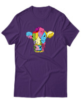 T-Shirt Αντρικό - Colorful Cow - Color Thumbnail Σκούρο Μωβ
