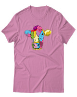 T-Shirt Αντρικό - Colorful Cow - Color Thumbnail Ροζ