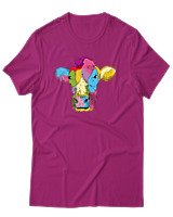 T-Shirt Αντρικό - Colorful Cow - Color Thumbnail Φουξια