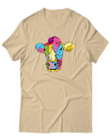 T-Shirt Αντρικό - Colorful Cow - Color Thumbnail Μπεζ