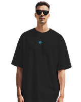 Oversized T-shirt Αντρικό - Compass - Color Thumbnail ΜΑΥΡΟ