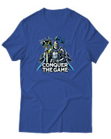 T-Shirt Αντρικό - Conquer The Game - Color Thumbnail Μπλε Ρουά