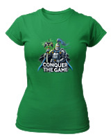 T-Shirt Στενή Γραμμή Γυναικείο - Conquer The Game - Color Thumbnail Πράσινο