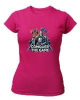 T-Shirt Στενή Γραμμή Γυναικείο - Conquer The Game - Color Thumbnail Φουξια