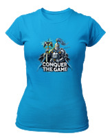 T-Shirt Στενή Γραμμή Γυναικείο - Conquer The Game - Color Thumbnail Τιρκουάζ