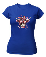 T-Shirt Στενή Γραμμή Γυναικείο - Cow Lover - Color Thumbnail Μπλε Ρουά