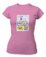 T-Shirt Στενή Γραμμή Γυναικείο - Cows Claw Machine - Color Thumbnail Ροζ