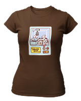 T-Shirt Στενή Γραμμή Γυναικείο - Cows Claw Machine - Color Thumbnail Καφέ