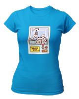 T-Shirt Στενή Γραμμή Γυναικείο - Cows Claw Machine - Color Thumbnail Τιρκουάζ