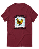 T-Shirt  Γυναικείο - Crazy Chicken Lady Leopard - Color Thumbnail Σκούρο Κόκκινο
