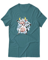 T-Shirt Αντρικό - Crazy Cow - Color Thumbnail Μπλε Πράσινο