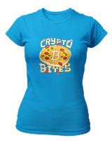 T-Shirt Στενή Γραμμή Γυναικείο - Crypto Bites - Color Thumbnail Τιρκουάζ