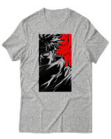 T-Shirt Unisex - Cursed Ninja Silhouette - Color Thumbnail Γκρι Μελανζέ
