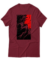 T-Shirt Unisex - Cursed Ninja Silhouette - Color Thumbnail Σκούρο Κόκκινο