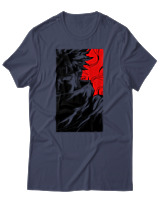 T-Shirt Unisex - Cursed Ninja Silhouette - Color Thumbnail Μπλε Γκρι