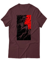 T-Shirt Unisex - Cursed Ninja Silhouette - Color Thumbnail Μπορντό