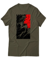 T-Shirt Unisex - Cursed Ninja Silhouette - Color Thumbnail Χακί