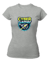 T-Shirt Στενή Γραμμή Γυναικείο - Cyber Gamer - Color Thumbnail Γκρι Μελανζέ