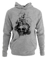 Φούτερ με κουκούλα Αντρικό - Dark Candle Skull - Color Thumbnail Γκρι Μελανζέ