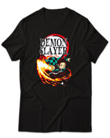 T-Shirt Unisex - Demon Slayer Fire - Color Thumbnail Μαύρο