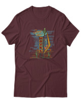 T-Shirt  Γυναικείο - Desert Hills Motel - Color Thumbnail Μπορντό