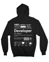 Ζακέτα Φούτερ με κουκούλα - Developer - Color Thumbnail Μαύρο
