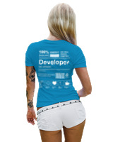 T-Shirt Στενή Γραμμή Γυναικείο - Developer - Color Thumbnail Τιρκουάζ
