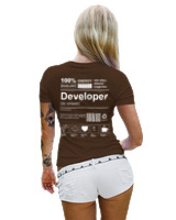 T-Shirt Στενή Γραμμή Γυναικείο - Developer - Color Thumbnail Καφέ