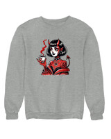 Φούτερ χωρίς κουκούλα - Devil Woman - Color Thumbnail Γκρι Μελανζέ