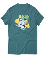T-Shirt Αντρικό - Dino Mood - Color Thumbnail Μπλε Πράσινο