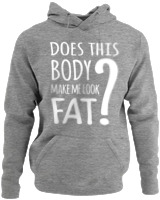 Φούτερ με κουκούλα - Does This Body Make Me Look Fat - Color Thumbnail Γκρι Μελανζέ