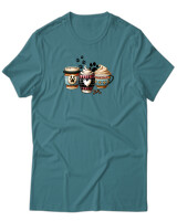 T-Shirt Unisex - Dog Mom Coffee Club - Color Thumbnail Μπλε Πράσινο