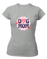 T-Shirt Στενή Γραμμή - Dog Mom - Color Thumbnail Γκρι Μελανζέ