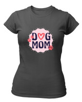 T-Shirt Στενή Γραμμή - Dog Mom - Color Thumbnail Ανθρακί
