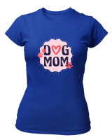 T-Shirt Στενή Γραμμή - Dog Mom - Color Thumbnail Μπλε Ρουά