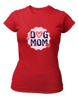 T-Shirt Στενή Γραμμή - Dog Mom - Color Thumbnail Κόκκινο