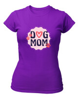 T-Shirt Στενή Γραμμή - Dog Mom - Color Thumbnail Σκούρο Μωβ