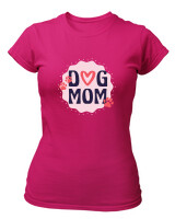 T-Shirt Στενή Γραμμή - Dog Mom - Color Thumbnail Φουξια